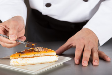 Pastry chef decorating