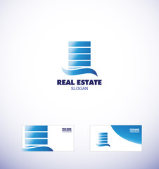 Real estate building skyscraper logo blue