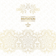 Vector decorative frame. Elegant element for design template, place for text. Floral border. Lace decor for birthday and greeting card, wedding invitation.