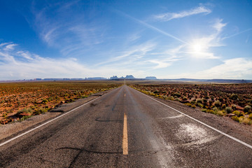 Fototapeta na wymiar Road near Monument Valley in Utah