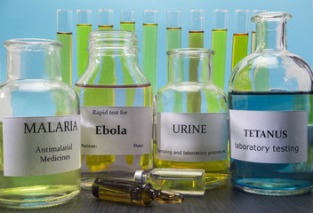 Tests for Research of Malaria, ebola, urine and tetanus