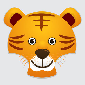 Vector image of cute face of tiger