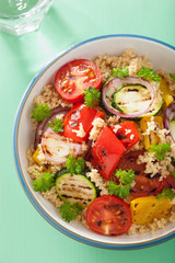 healthy couscous salad with grilled tomato pepper zucchini onion