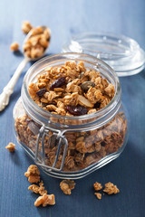 homemade healthy granola in glass jar