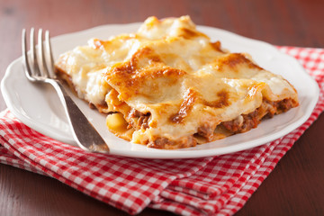 homemade italian lasagna on plate