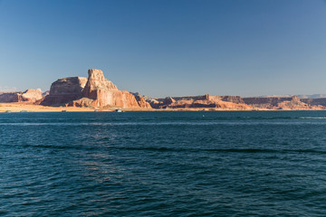 View of the Glen Canyon on the Lake Powell from boat, Utah