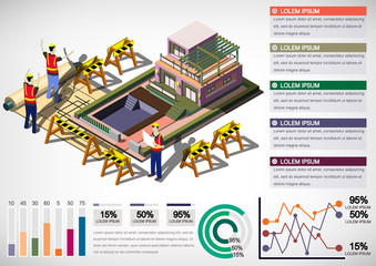 Obraz premium illustration of info graphic house structure concept in isometric graphic