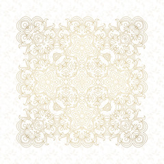 Elegant element for design template, place for text. Floral border. Lace decor for birthday and greeting card, wedding invitation.