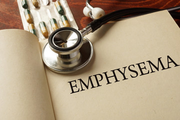 Book with diagnosis  Emphysema. Medic concept.