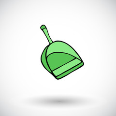 Dustpan sketch. Hand-drawn cartoon cleaning icon - scoop. Vector illustration.