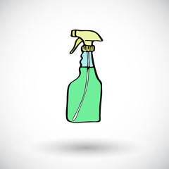 Cleaning spray sketch. Hand-drawn cartoon cleaning tool icon. Vector illustration.