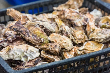 Gordijnen Oysters market in Cancale, France © dvoevnore