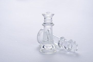 glass chess on the transparent chessboard