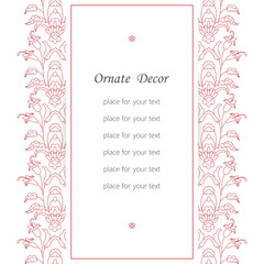Vector decorative frame. Elegant element for design template, place for text. Floral border. Lace decor for birthday and greeting card, wedding invitation.