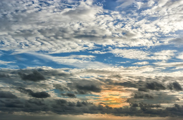 Beautiful sunset, light majestic clouds