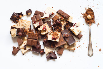 Different varieties of chocolate.