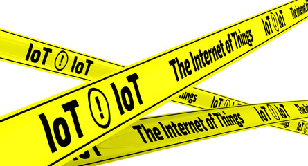 The Internet of Things. Yellow warning tapes