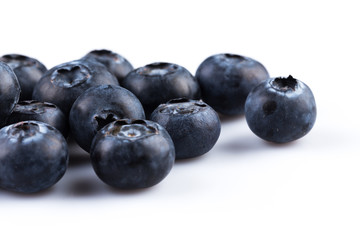 Blueberries on white background