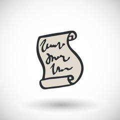Paper scroll.  Hand-drawn cartoon icon. Vector illustration. 