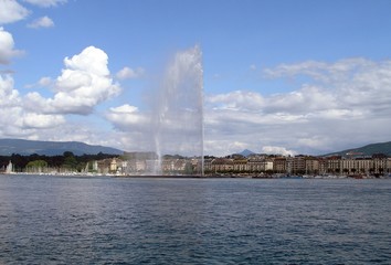 Naklejka na ściany i meble The famous city of Geneva fountain.