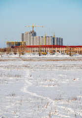 Construction of new buildings in Kiev. Ukraine