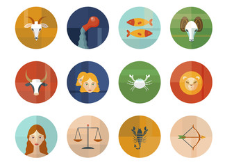Set of Astrological Zodiac Symbols. Horoscope.