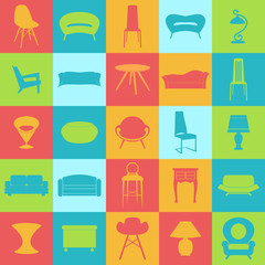 Home furniture, illustrations concept design set, vector
