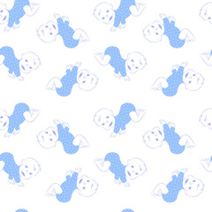 Vector seamless pattern with cute crawling baby boy.