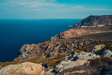 Fototapeta na wymiar Rocky coast in Mykonos