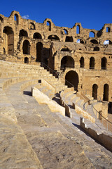 Tunisia. El Jem (ancient Thysdrus). Ruins of the largest colosseum in North Africa - fragment of auditorium