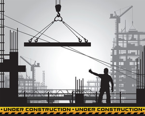 Vector illustration of building under construction silhouette.