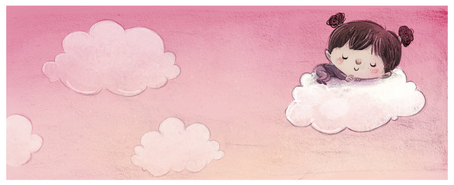 niña soñando en un nube
