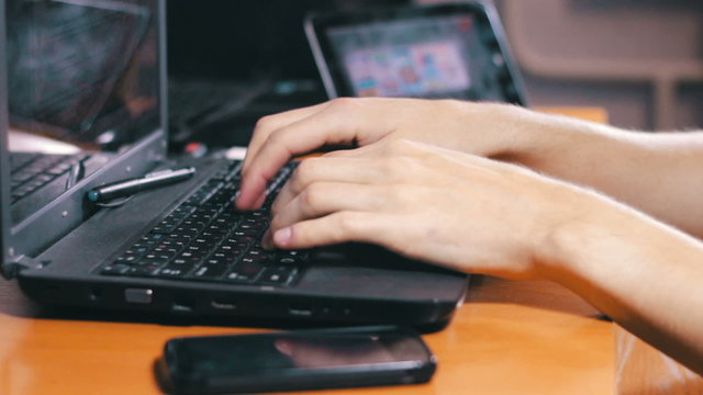 Man Works for Laptop Keyboard