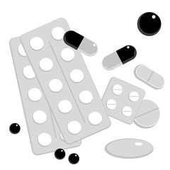 Tablets and pills vector set isolated on white background.