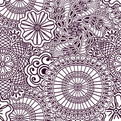 Seamless zenart pattern based on Indian henna painting.