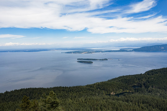 Orcas Island Landscape of the San Juan Islands With a Blue Sky