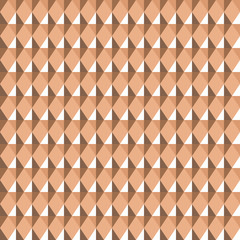 Seamless geometric pattern. Carbon texture. Rhombus convex light figures on beige, brown background. Chocolate, coffee with milk, honey theme. Shine, glitter colored. Vector 