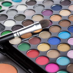 Professional make-up brush on eyeshadows palette