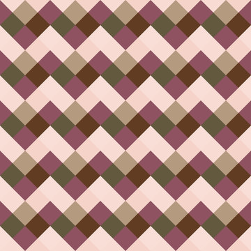 Seamless geometric checked pattern. Diagonal square, braiding, woven line background. Patchwork, rhombus, staggered texture. Pastel, brown, green, gray, rose, cold, winter colored. Vector