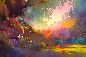 Foto op Plexiglas colorful landscape painting © grandfailure