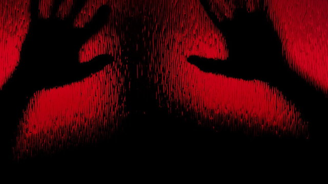 Red zombie shadow glass creepy