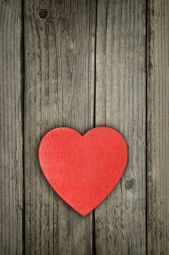 Valentines Day Red Heart on Wooden Background