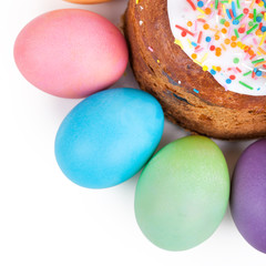 Easter cake and painted eggs