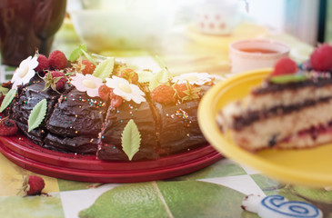 Summer cake on birthday party