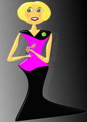 Mujer tocando las maracas.