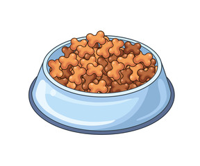 A bowl with dog food.