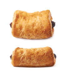 Pastry bun with sausage isolated