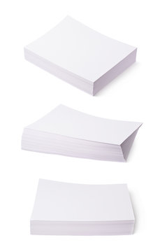 Pile of office paper sheets isolated