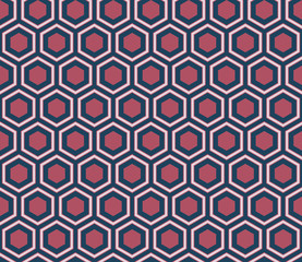 Seamless dark blue and burgundy honeycomb pattern vector