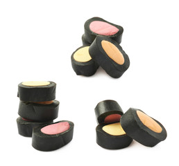 Black licorice candy isolated